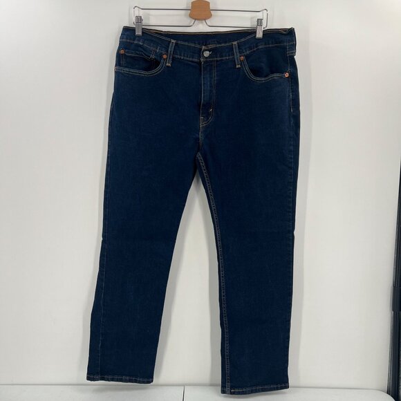 Levi's Men 505 Regular Fit Jeans 38 Dark Wash Stretch Denim Zip Fly - Picture 12 of 12